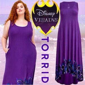 Torrid Disney The Little Mermaid Ursula Tentacles Hi-Lo Super Soft Maxi Dress 2